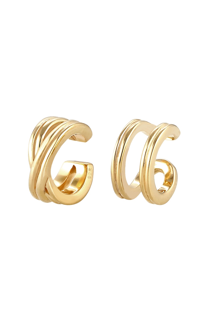 Elli Basic Set Earcuff Klemme Minimal Geo 925 Silber goldfarben Damen