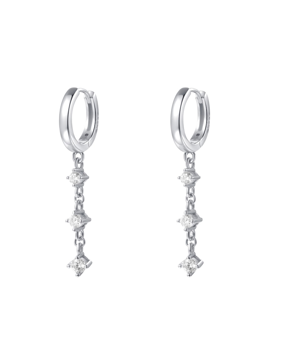 Hey Happiness Ketten-Ohrhänger mit Edelsteinen, 925 Silber Damen