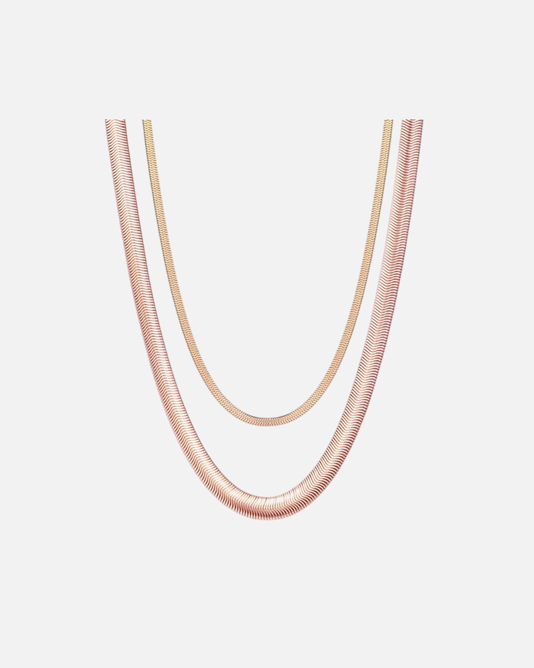 Halskette für Weiblich Hey Happiness Default Brand Line Schlangenketten-Set (2-teilig) – Edelstahl Roségold