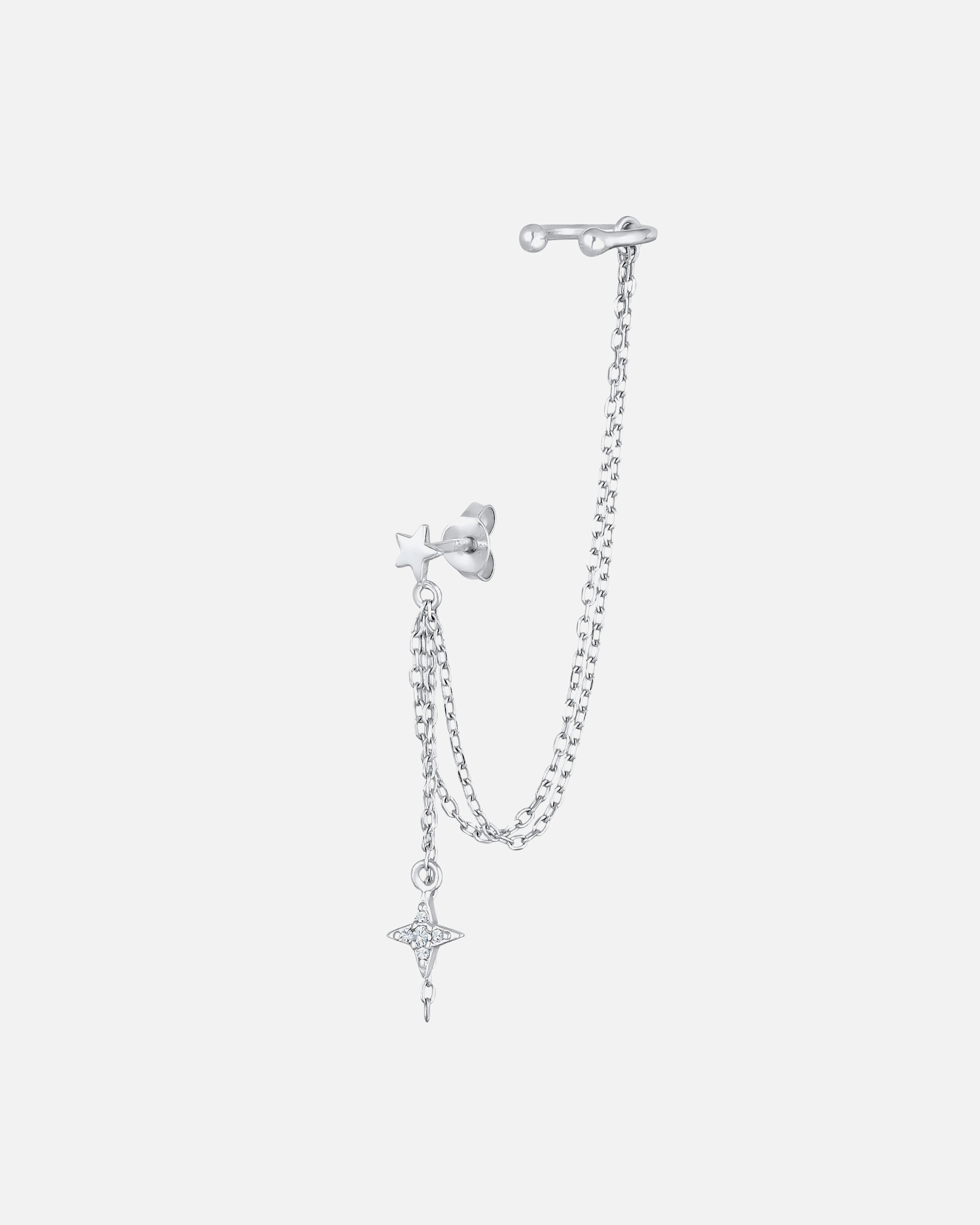 Ohrringe für Weiblich Elli Earcuff Ohrklemme Stern 925 Silber, mit Kristallen von Swarovski® OneSize