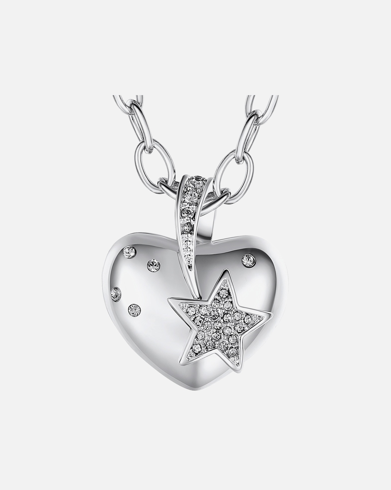 Halskette für Weiblich Lulu & Jane Halskette Herz Metall-Legierung verziert mit Kristallen von Swarovski® in Silber 42,0 cm Basiskette + 5,0 cm Verlängerung