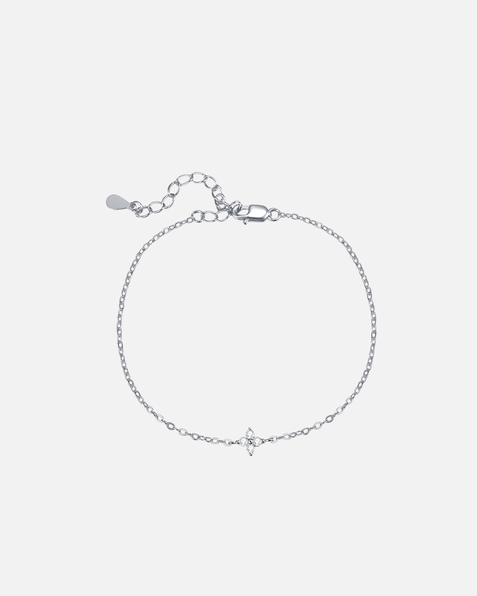 Armband für Weiblich Hey Happiness Default Brand Line Zartes Armband Zirkonia Blume, 925 Silber Silber