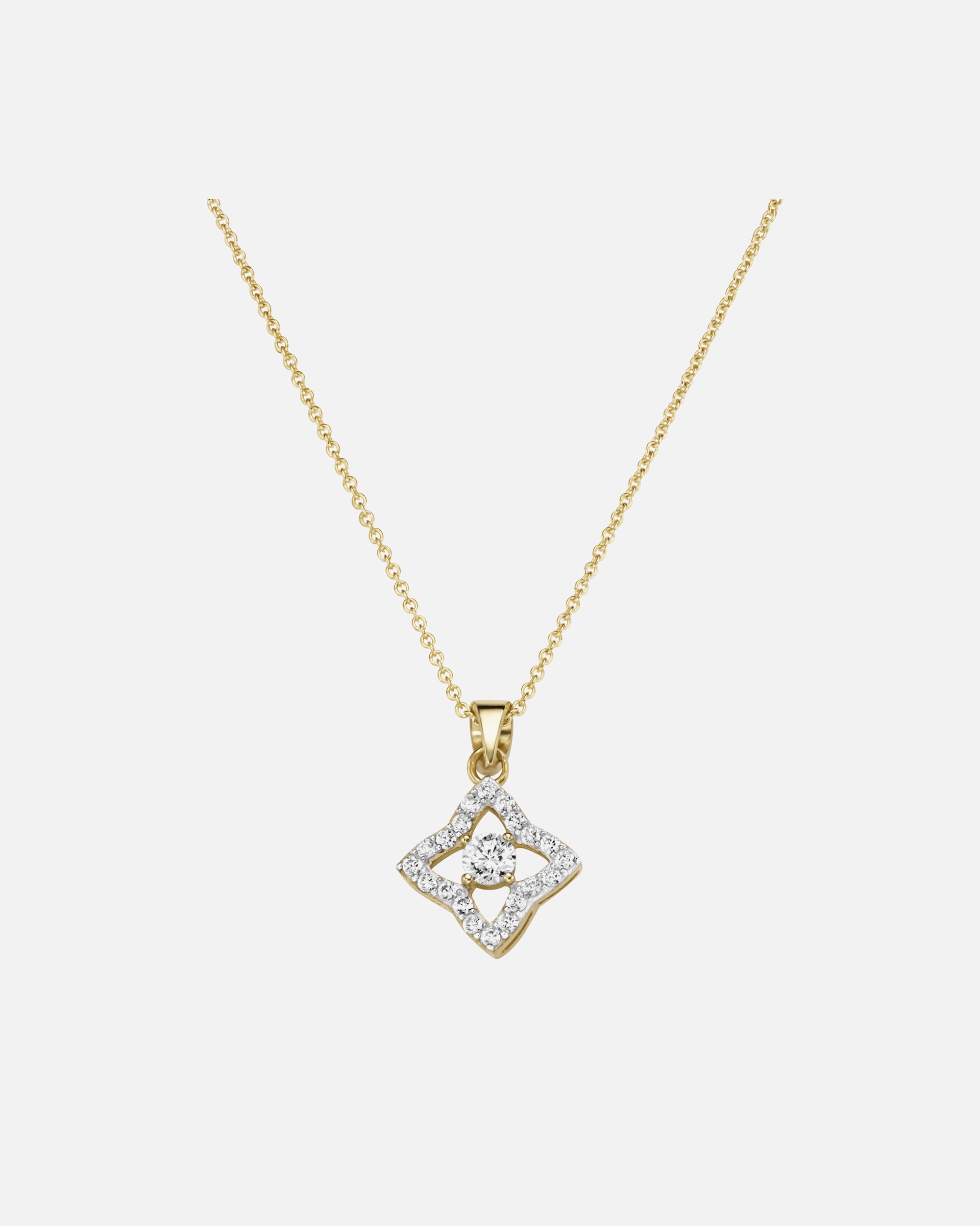 Halskette für Unisex Luigi Merano Kette Anhänger blütenförmig, mit Zirkonia, Gold 375 45 cm