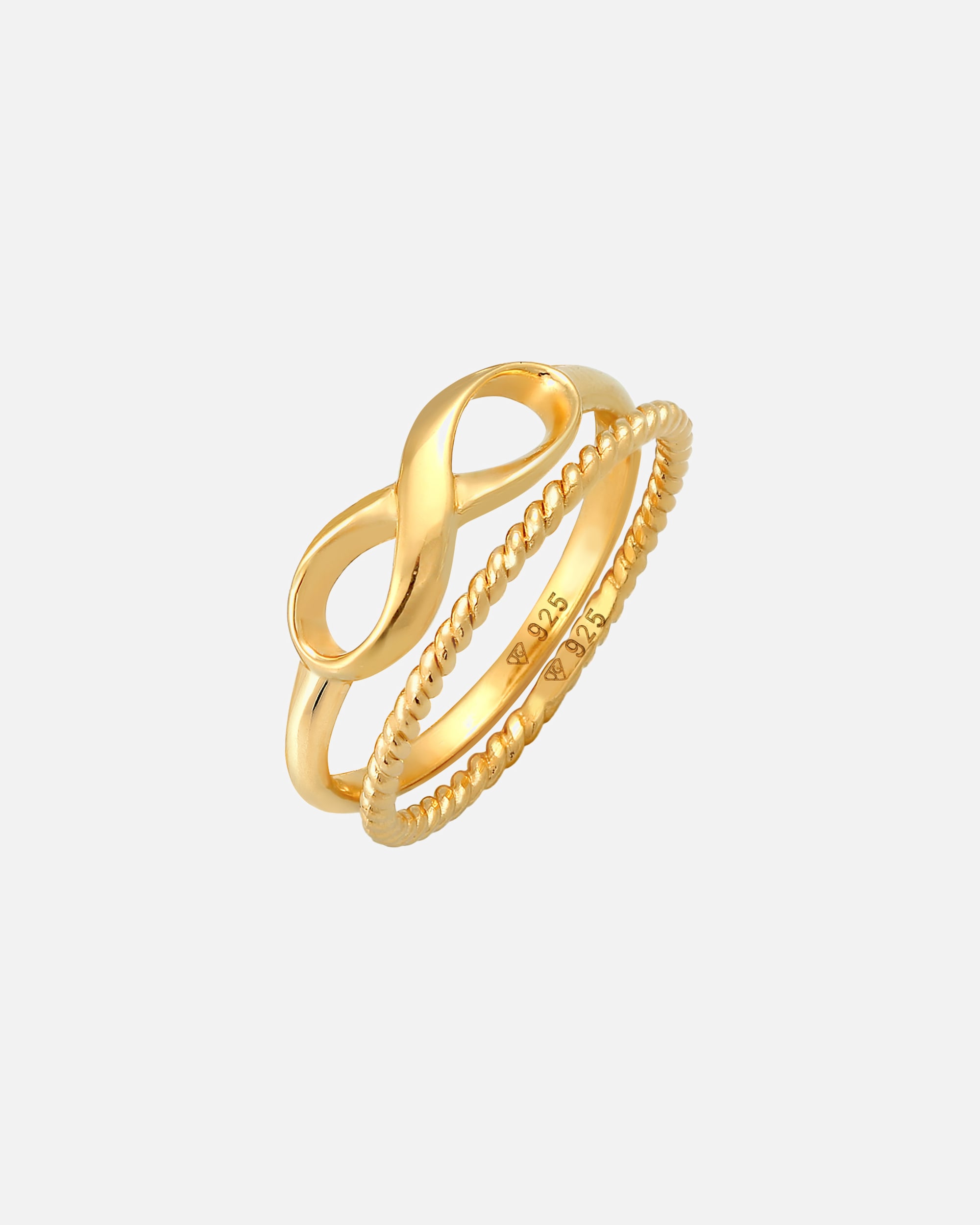 Ring für Weiblich Elli Infinity Stapelring Twisted 2er Set 925 Silber 54
