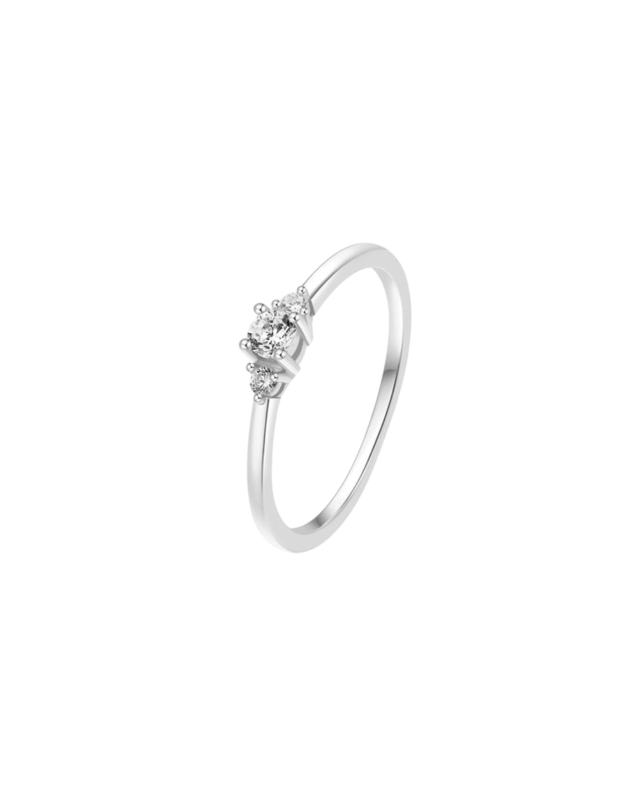 Hey Happiness Slim Trio Ring Silber – 925 Sterling mit Zirkonia-Besatz 54 Weiss Damen