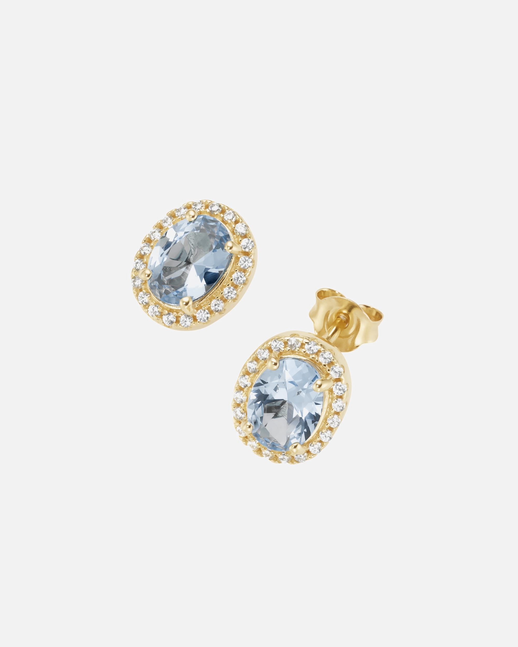 Ohrringe für Unisex Smart Jewel Ohrstecker mit weißen und hellblauen Zirkonia, Silber 925 one size