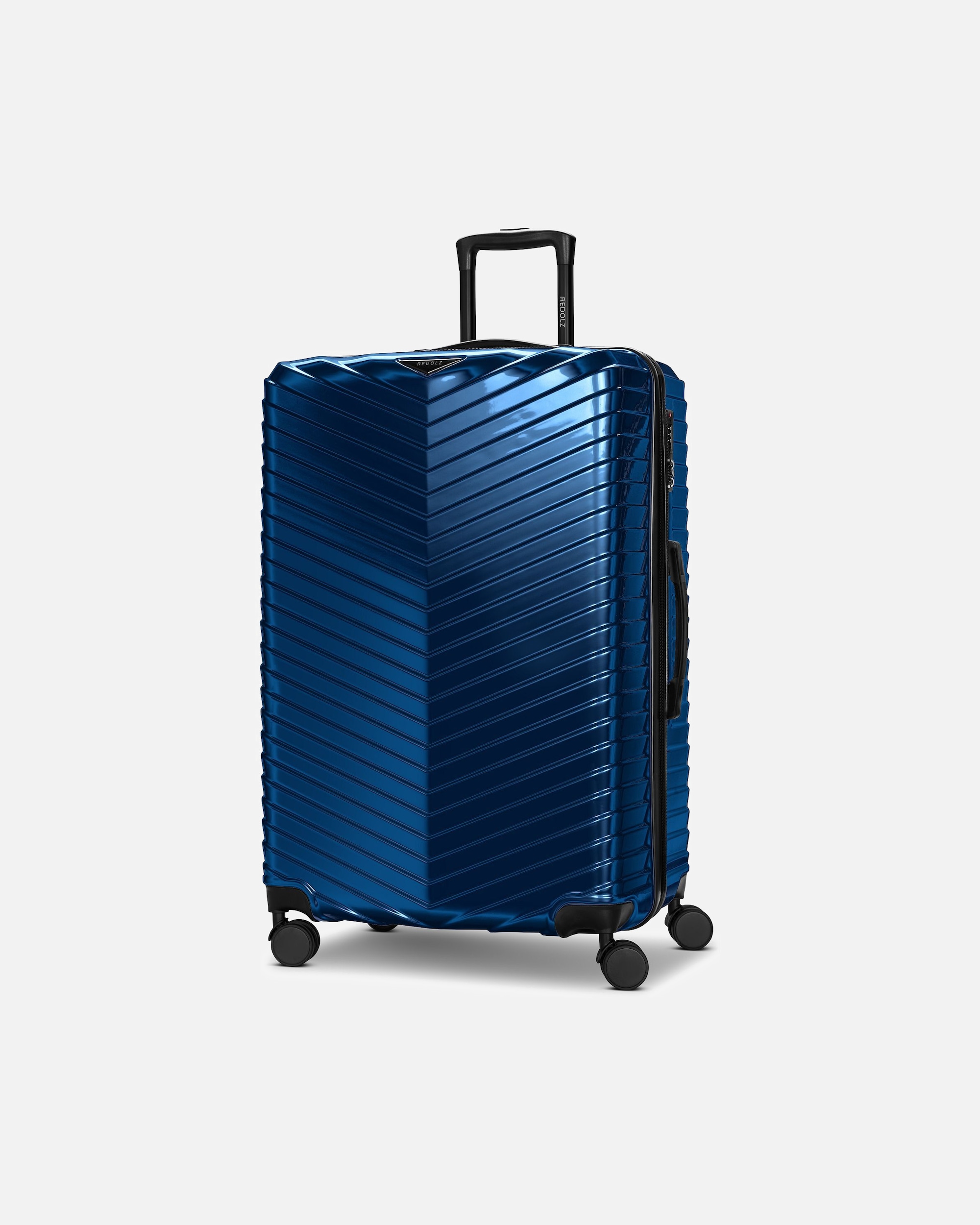 Koffer für Männlich Redolz Essentials 18 4 Rollen Trolley 76 cm mit Dehnfalte metallic-blue shiny