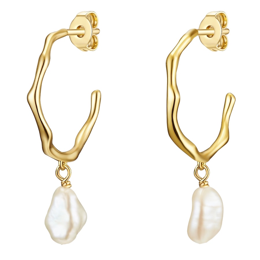 Glanzstücke München Ohrhänger aus Sterling Silber in gelbgold mit Süßwasser-Zuchtperle 31,2 mm Damen