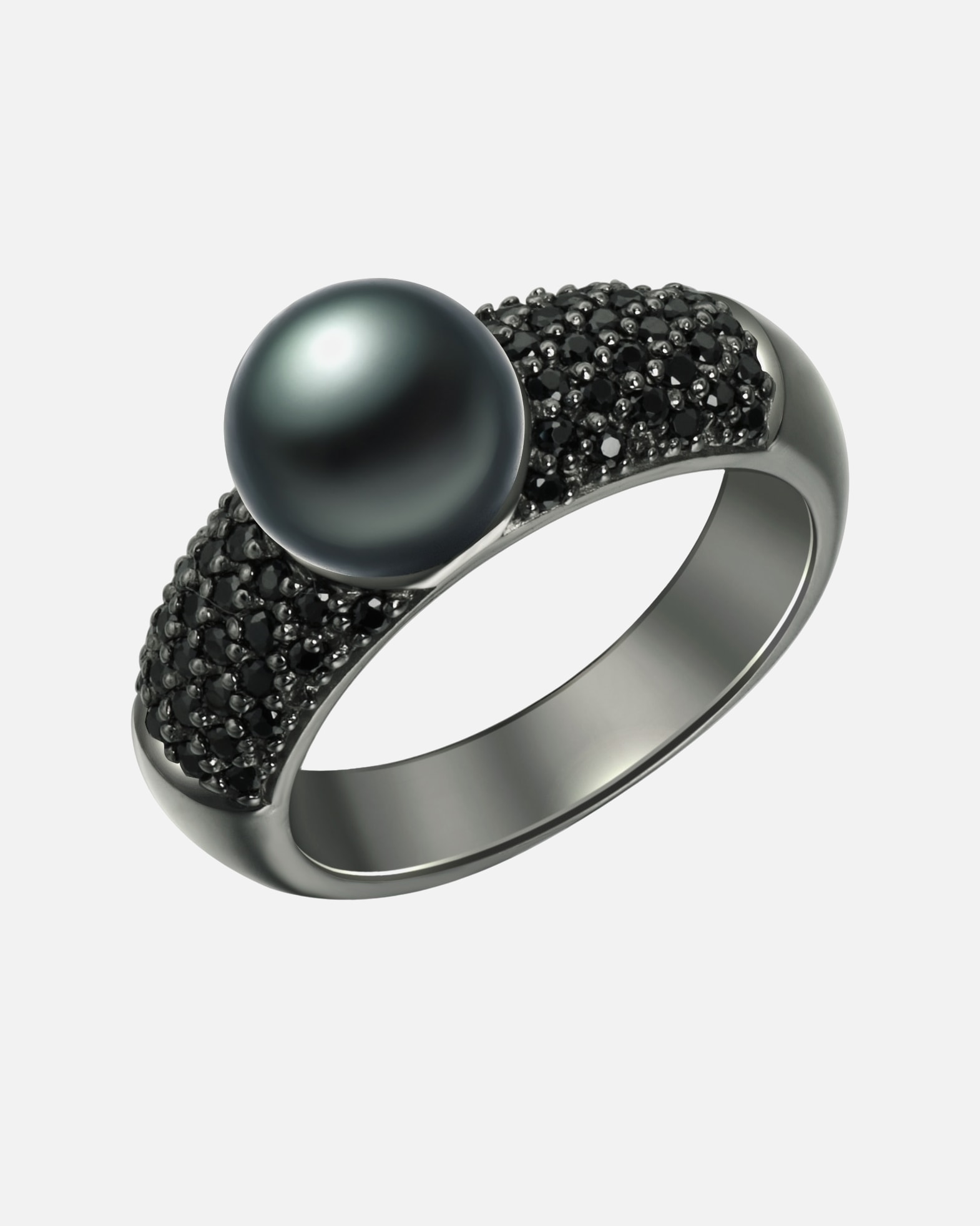 Ring für Weiblich Valero Pearls Perlen-Ring aus Sterling Silber in schwarz mit Zirkonia Süßwasser-Zuchtperle 54