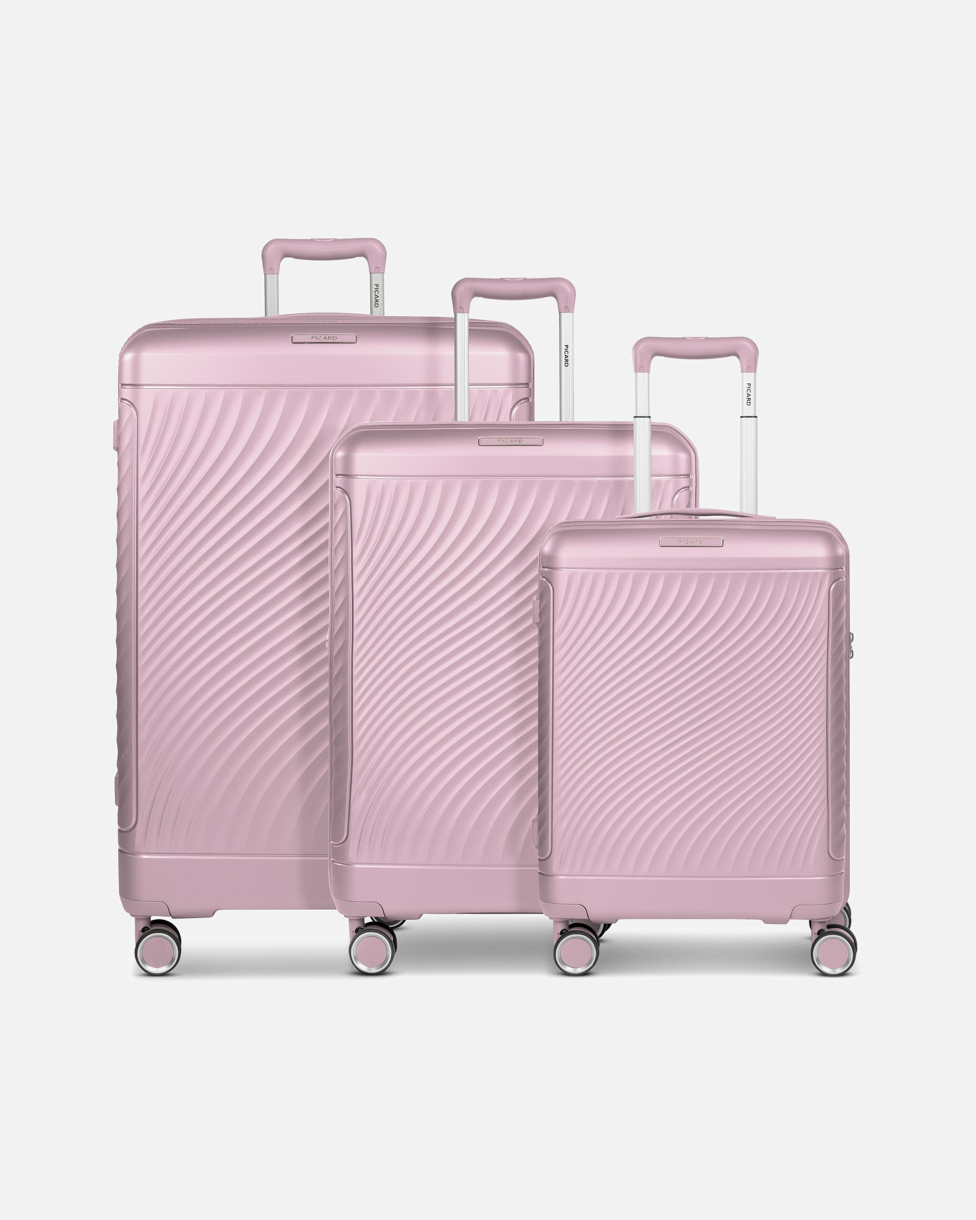 Koffer für Männlich Picard Vienna 4 Rollen Kofferset 3-teilig mit Dehnfalte rose