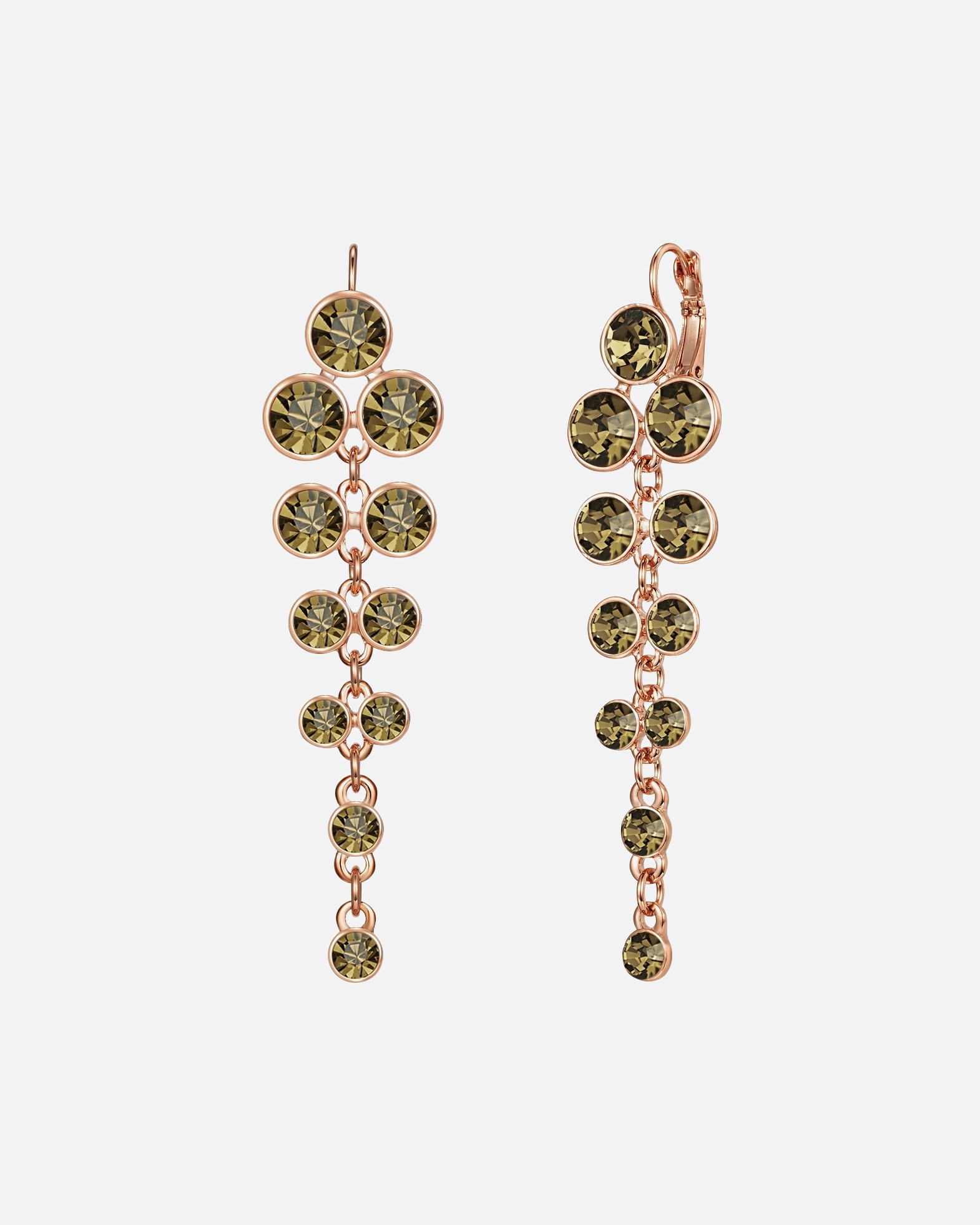 Ohrringe für Weiblich Lulu & Jane Ohrhänger aus Metall-Legierung in Roségold mit Glas 77,3 mm