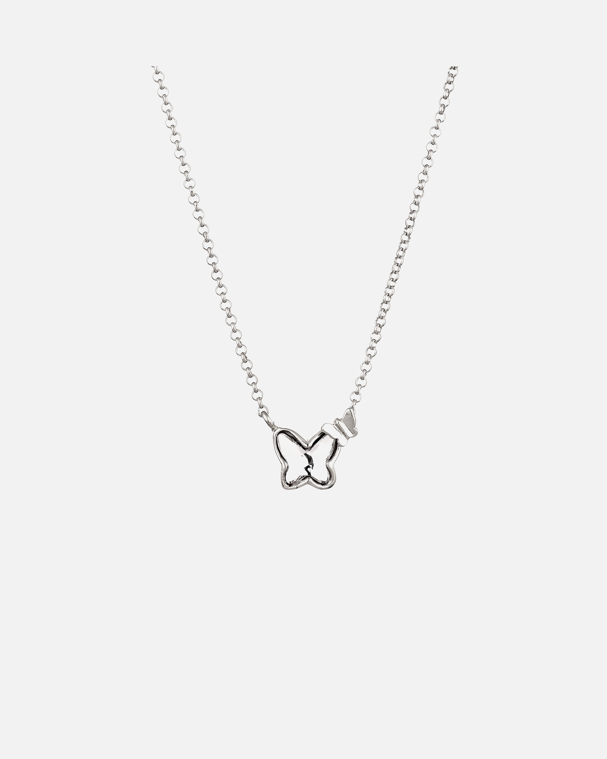 Halskette für Weiblich Nenalina Schmetterling Glas Kristalle Weiß 925 Sterling Silber silberfarben