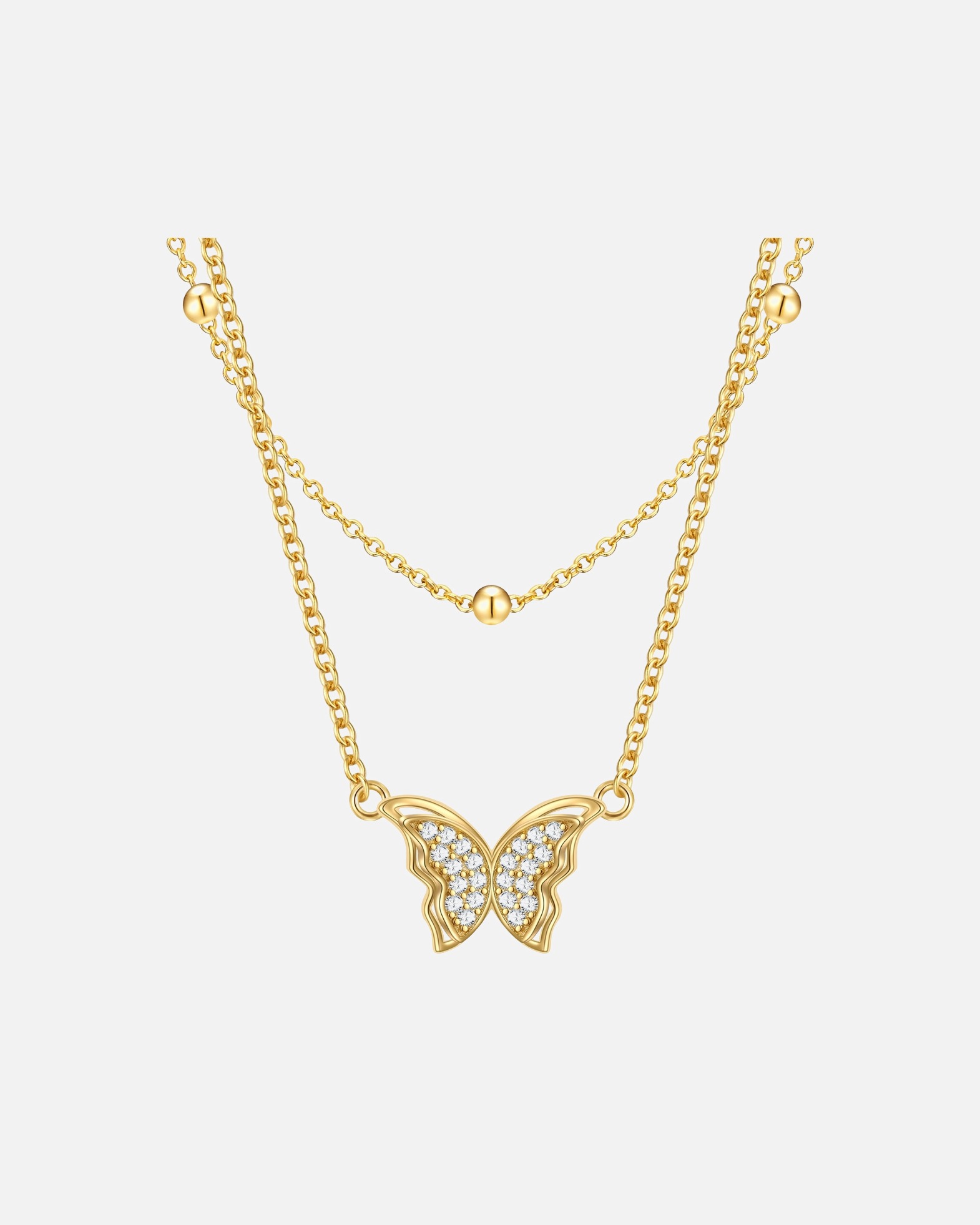 Halskette für Weiblich Rafaela Donata Halskette Schmetterling aus Sterling Silber in Gelbgold mit Zirkonia 39,0/42,0 cm Basiskette + 7,0 cm Verläng
