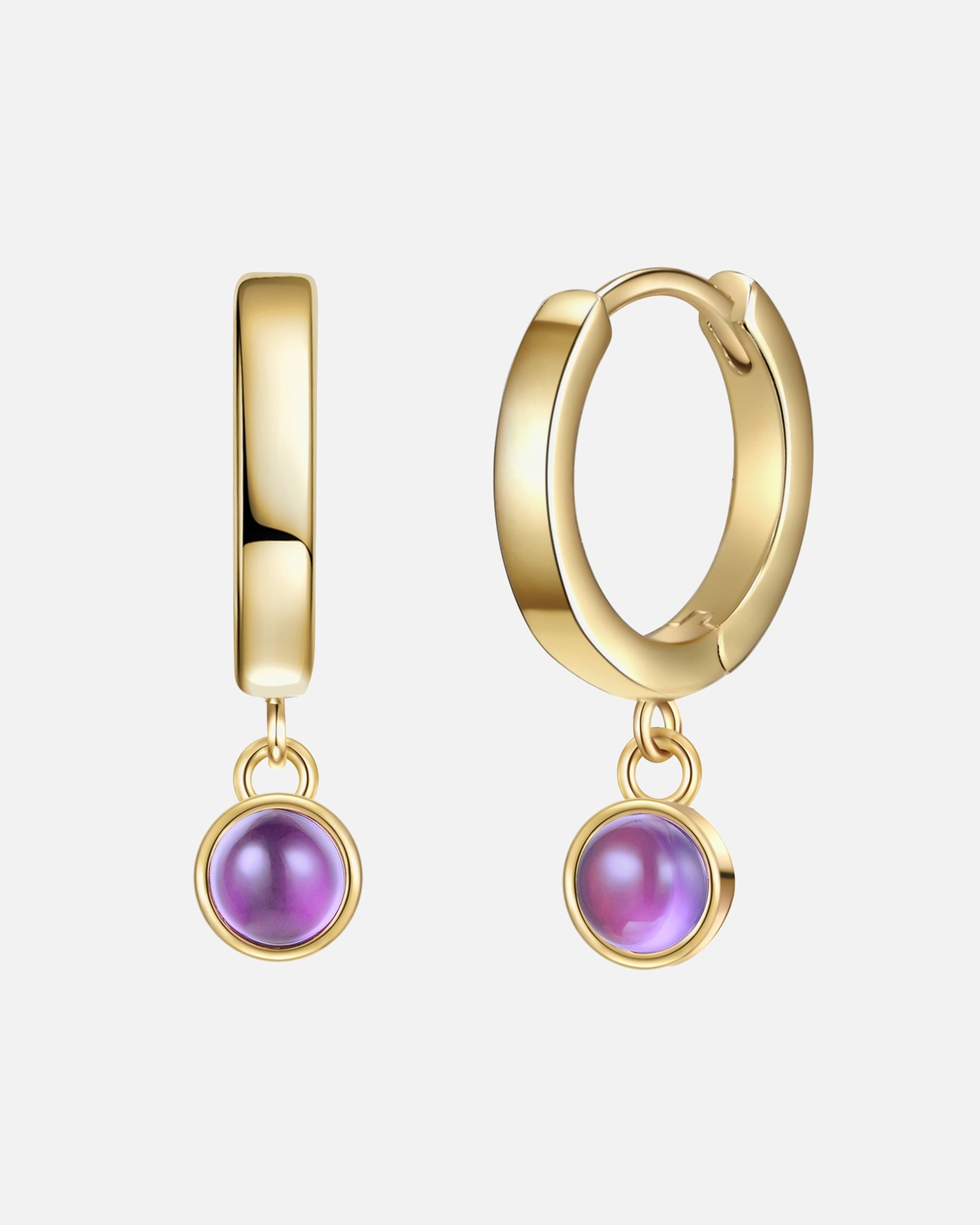Ohrringe für Weiblich Glanzstücke München Creolen Sterling Silber Amethyst in Gelbgold 16,6 mm