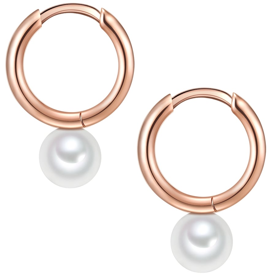 Valero Pearls Creolen Sterling Silber Süßwasser-Zuchtperle in Roségold 18,9 mm Damen