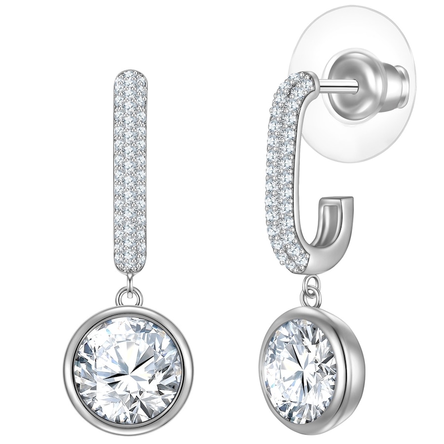 Yokoamii Creolen aus Messing in Silber mit Zirkonia 26,6 mm Damen