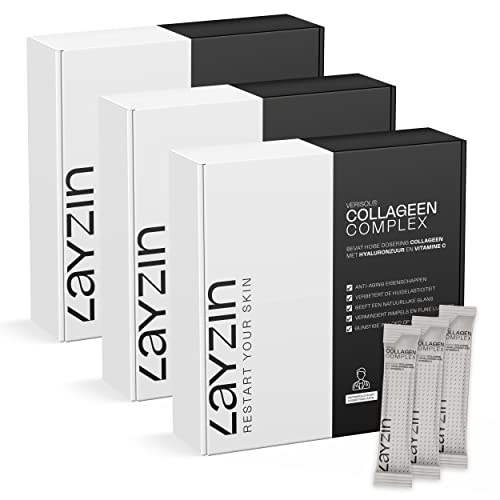 LAYZIN Kollagen Pulver - Beauty Kollagenkomplex mit Verisol Hyaluron und Vitamin C 3-pack 450 g