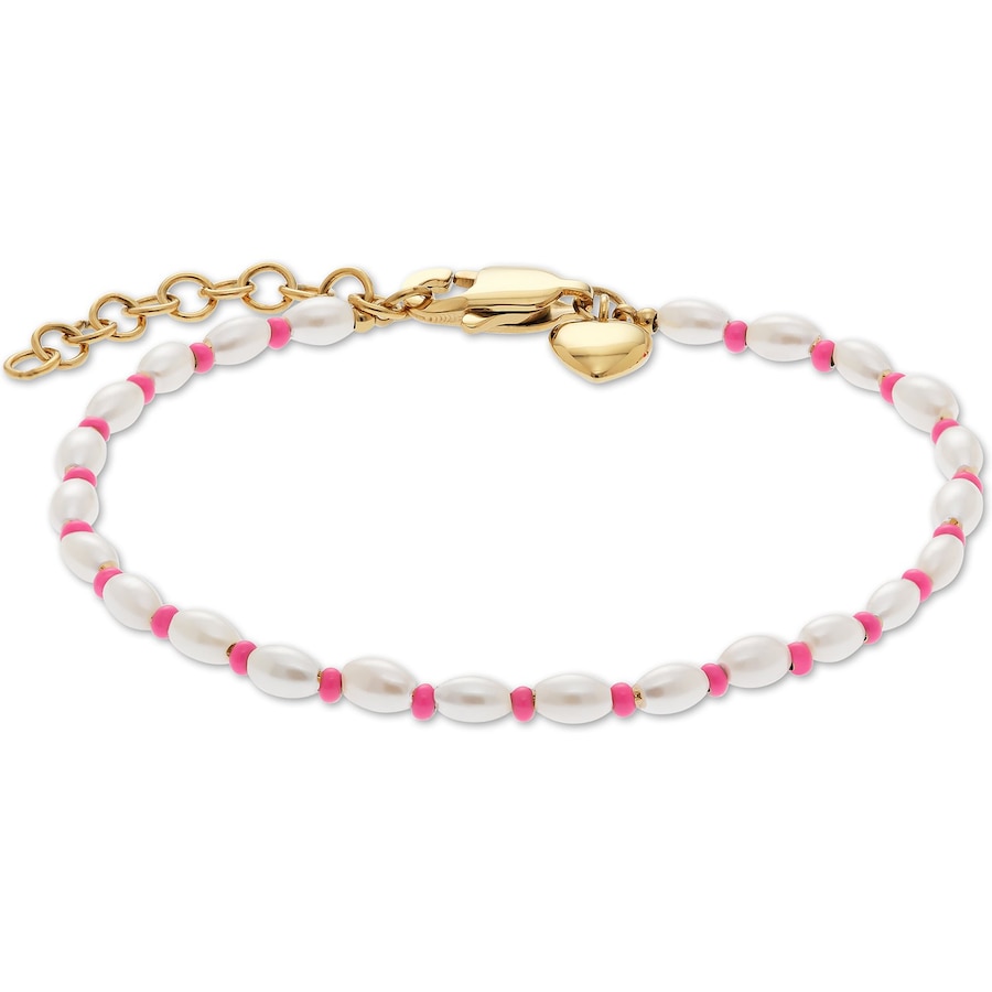 Guido Maria Kretschmer Armband Edelstahl, Perle gold, rosa Damen