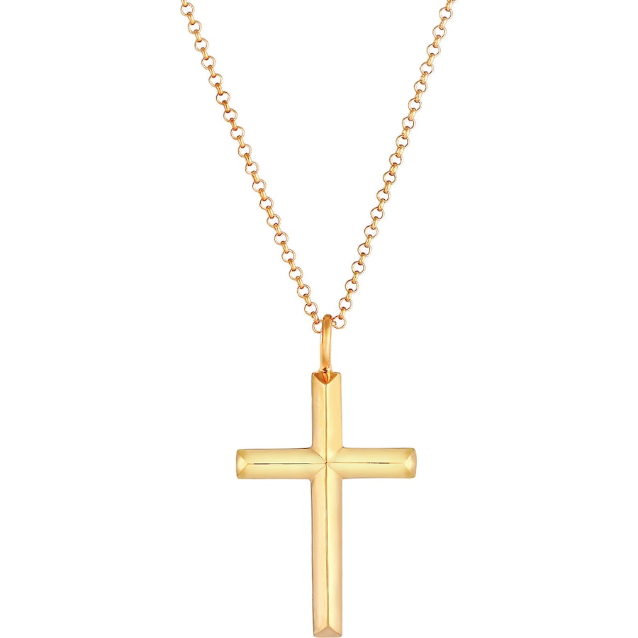 KUZZOI Herren Erbskette Kreuz Oxidiert Massiv 925 Silber goldfarben