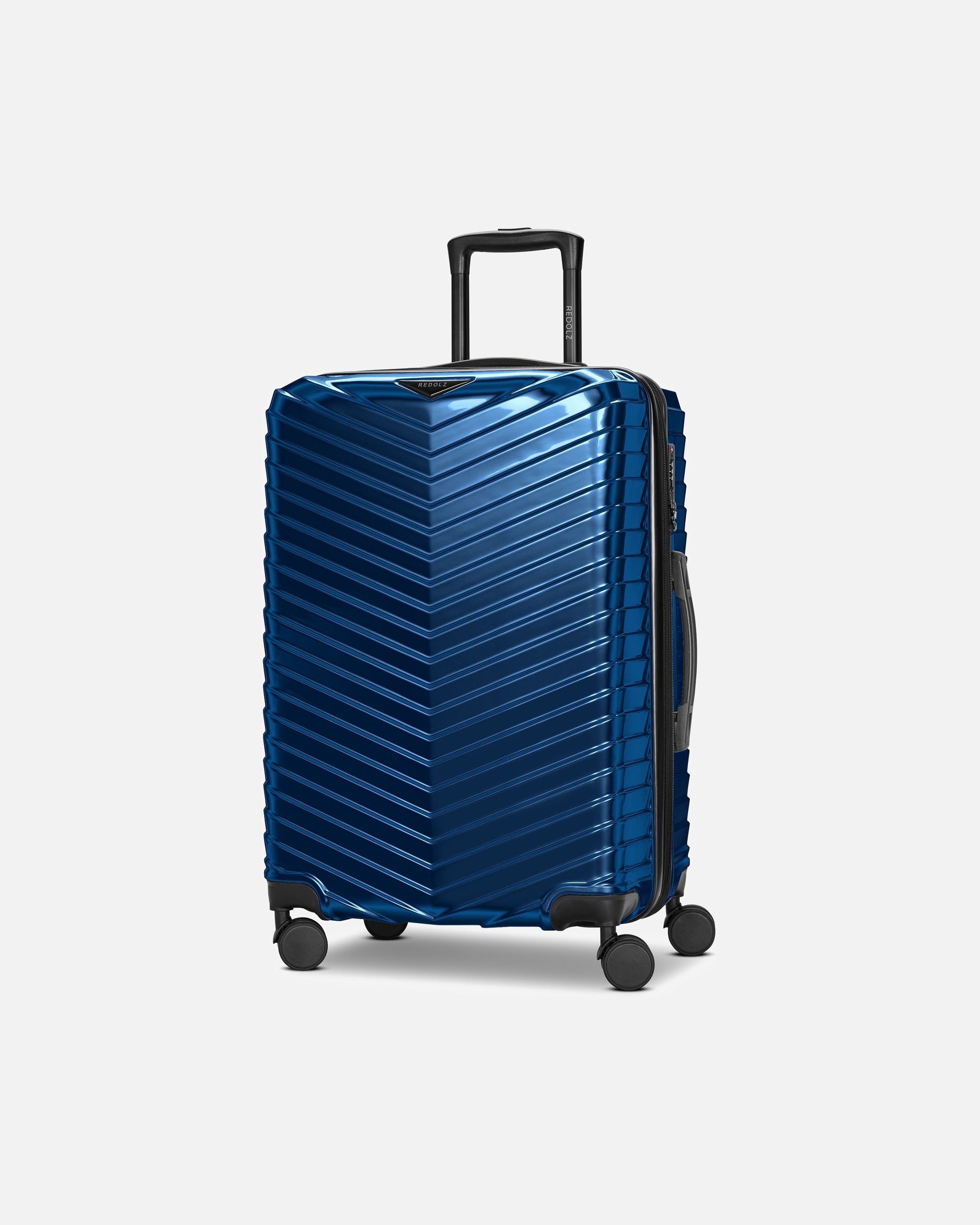 Koffer für Männlich Redolz Essentials 18 4 Rollen Trolley 66 cm mit Dehnfalte metallic-blue shiny