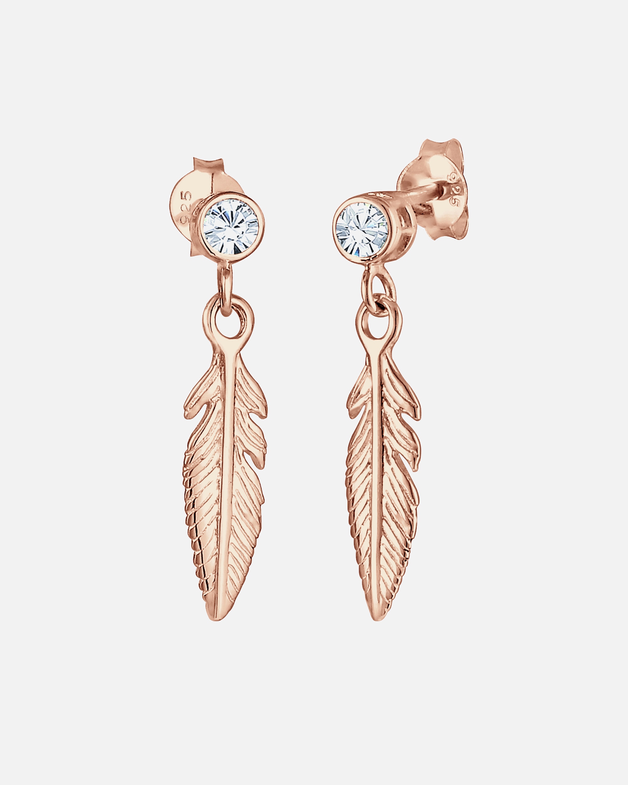 Ohrringe für Weiblich Elli Elli Ohrringe Feder Boho Hippie 925 Silber, mit Kristallen von Swarovski® rosefarben