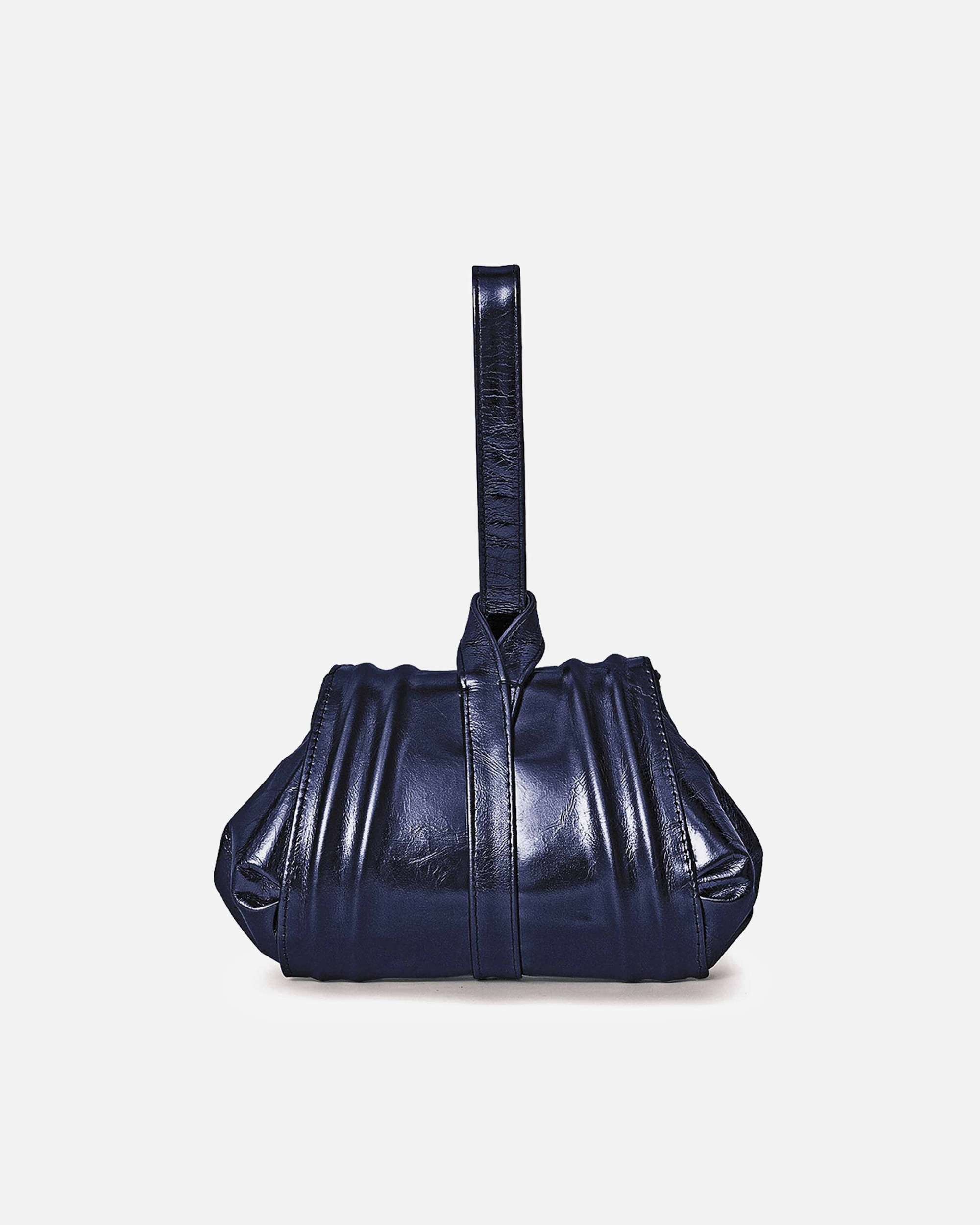 Handtasche für Unisex Gretchen Abendtasche Mini Pouch aus italienischem Kalbsleder dunkelblau