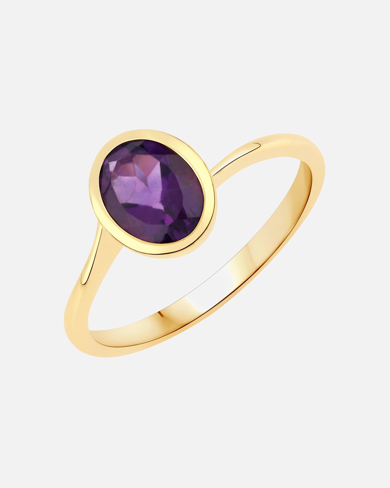 Ring für Weiblich Rafaela Donata Ring Sterling Silber Amethyst in Gelbgold 50