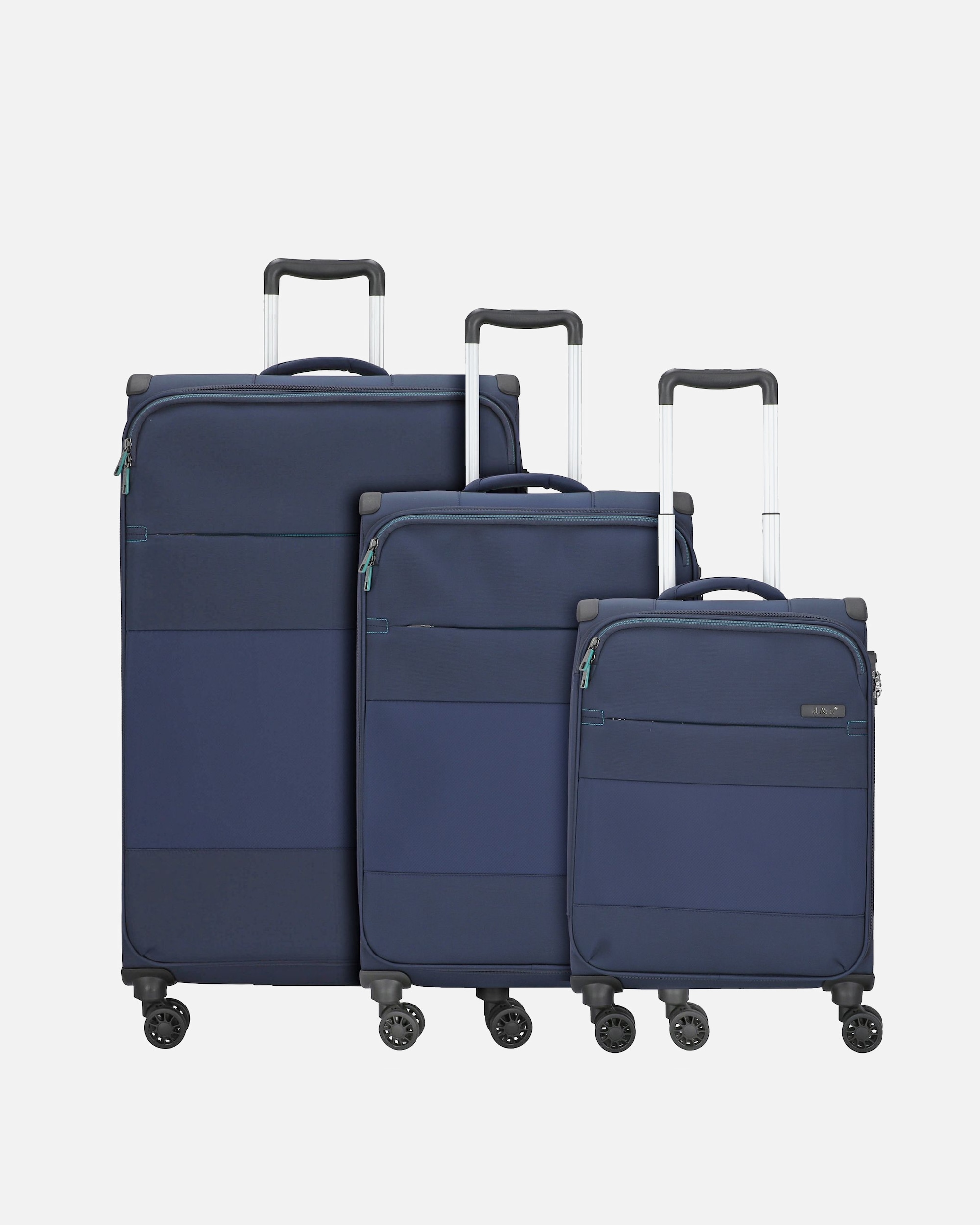 Koffer für Männlich d & n Travel Line 9004 4-Rollen Kofferset 3tlg. blau
