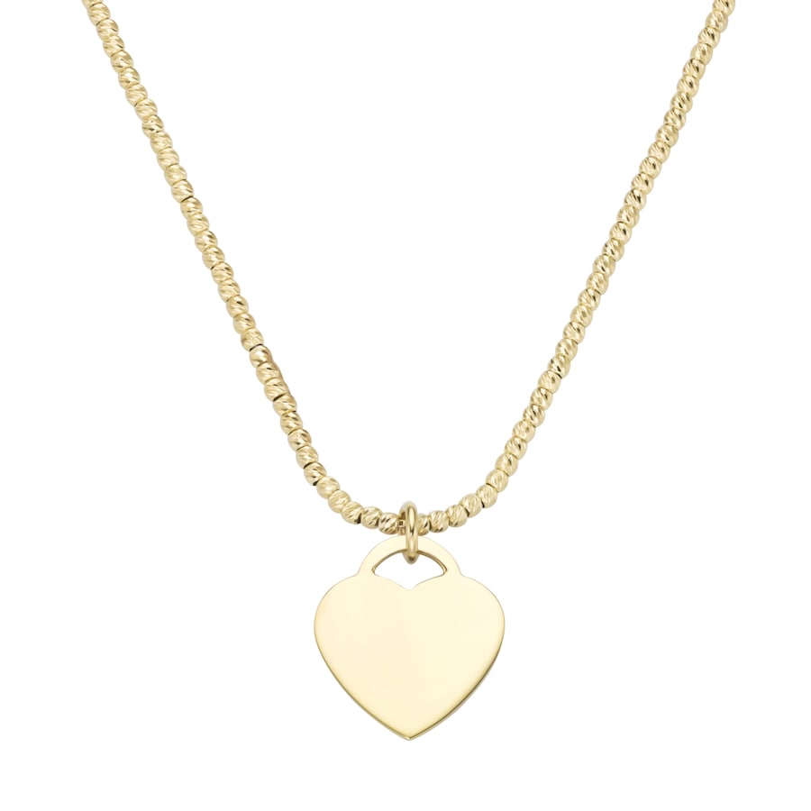 Giorgio Martello Milano Kette Kugelkette diamantiert mit Anhänger Herz, Silber 925 Gold Damen
