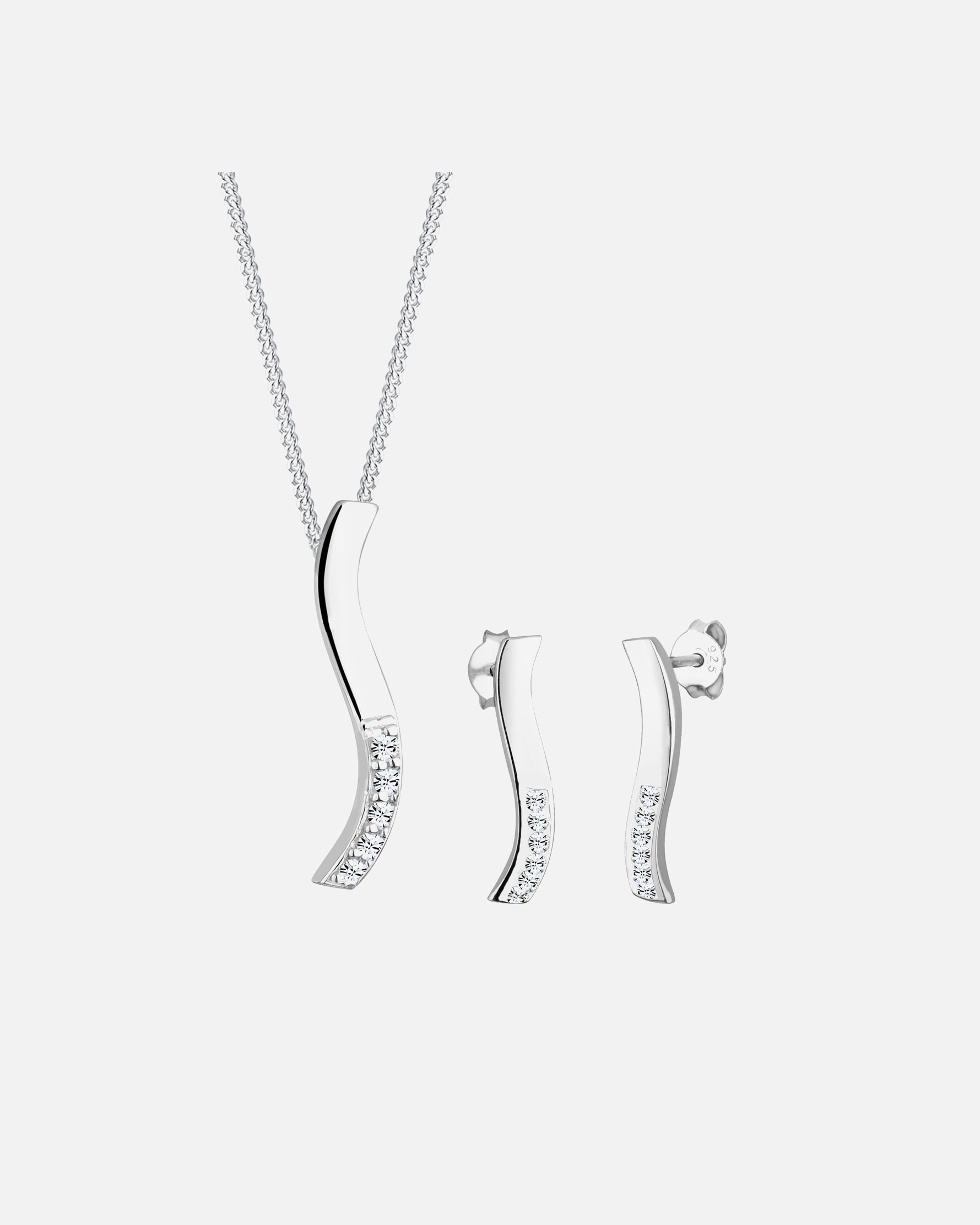 Schmuckset für Weiblich Elli Welle 925 Silber, mit Kristallen von Swarovski® Weiß