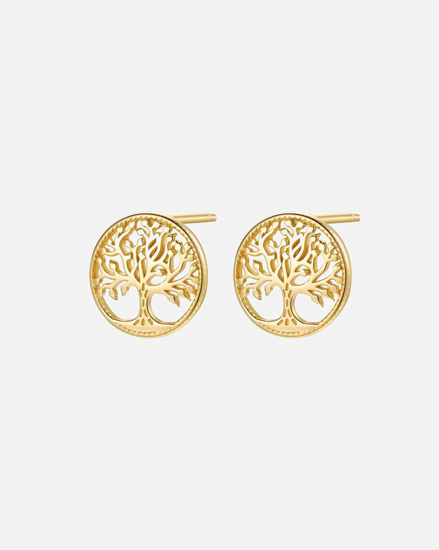 Ohrringe für Weiblich Hey Happiness Default Brand Line Lebensbaum Ohrstecker – 925 Sterling Silber – Tree of Life Gold