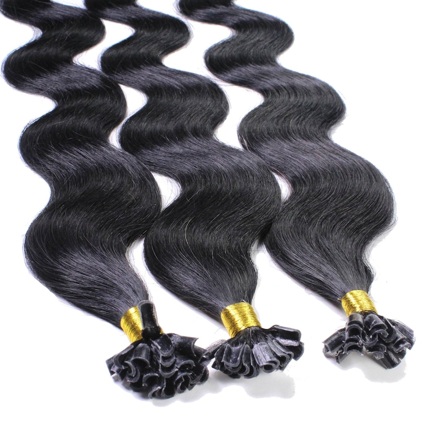 hair2heart Bonding Extensions Echthaar #2/0 Schwarz 1g 50cm Damen