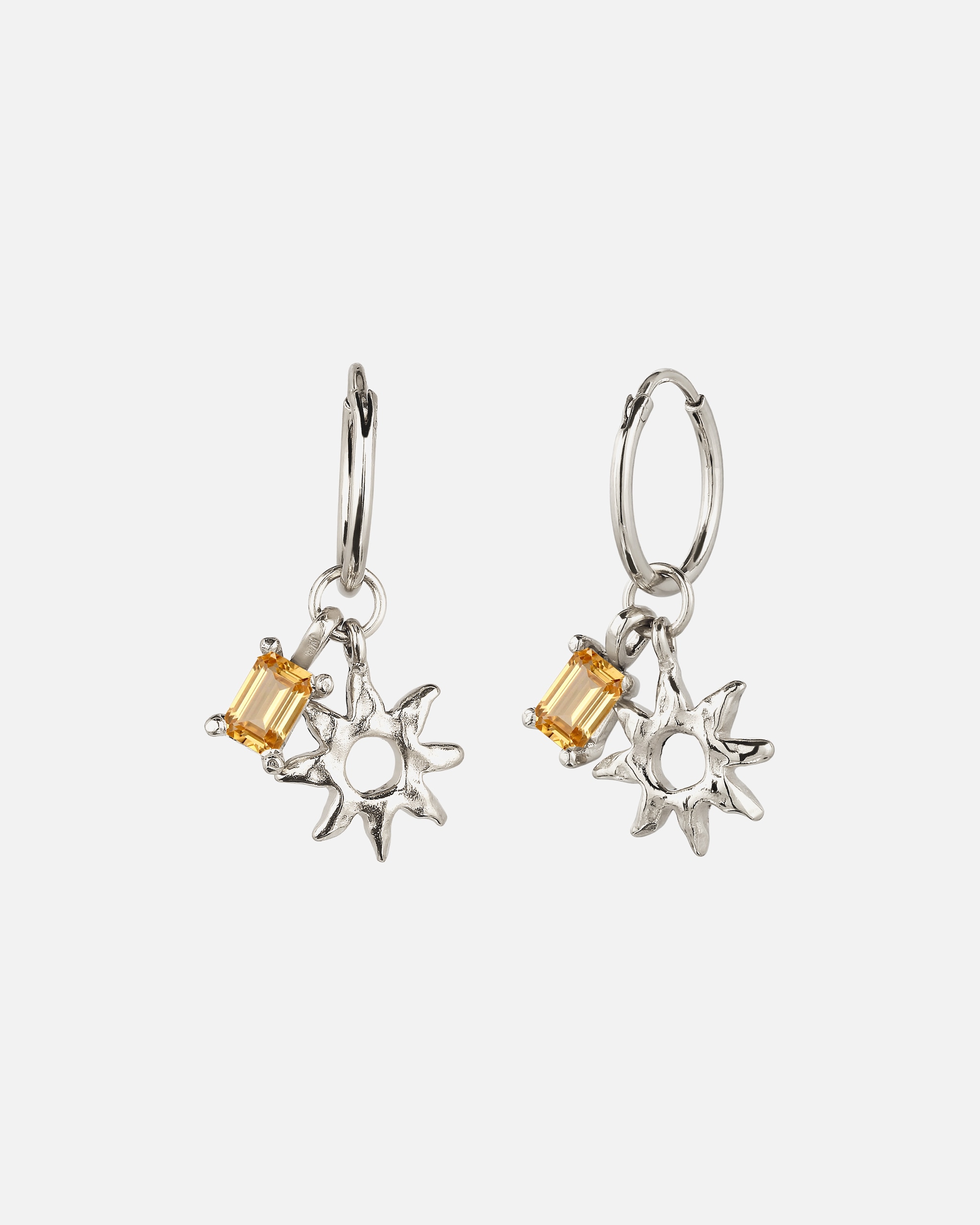 Ohrringe für Weiblich Elli Creole mit Citrin Sonne Gelb 925 Sterling Silber silberfarben