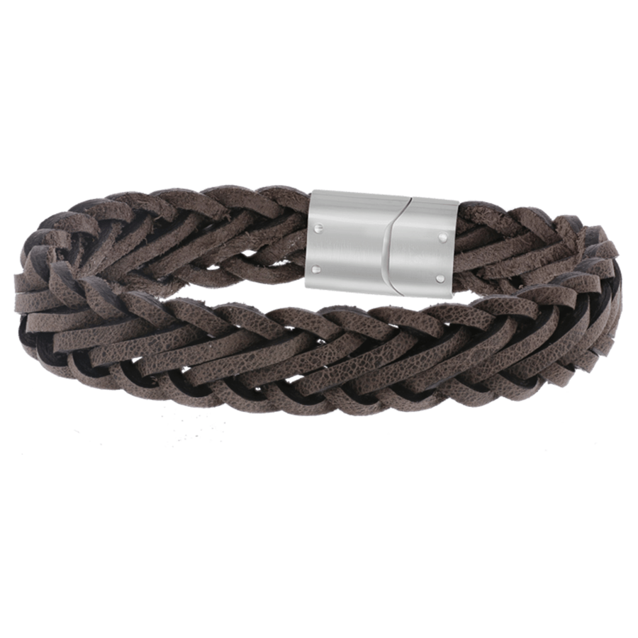 Lucardi Armband Leder Brown/grey Damen