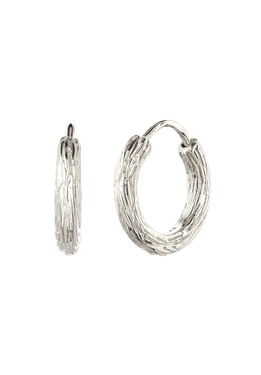 KUZZOI Creolen Strukturiert 925 Sterling Silber silberfarben Herren