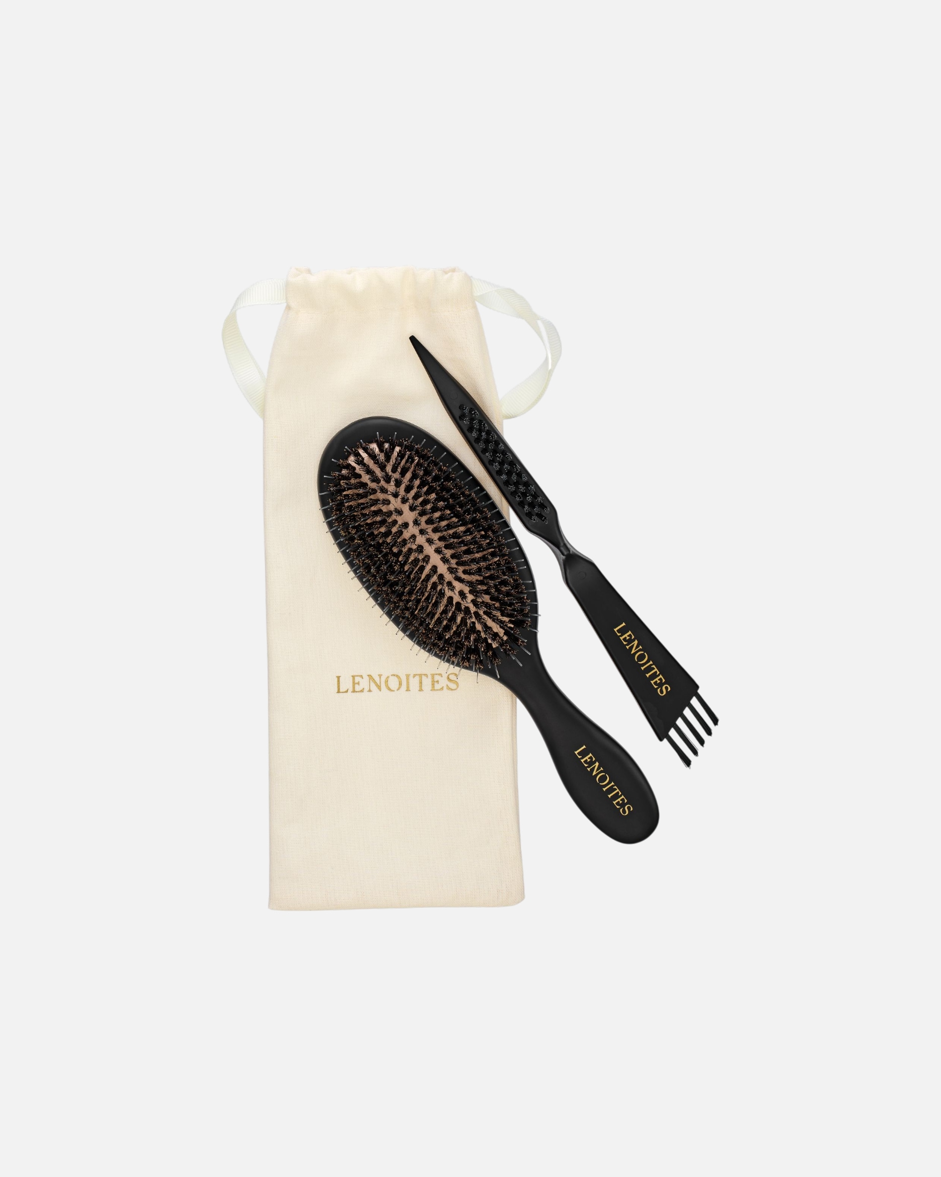 Flach-/Paddelbürste für Weiblich Lenoites Flach-/Paddelbürste 'Wild Boar Hair Brush with Cleaning Tool-Limited Edition' schwarz
