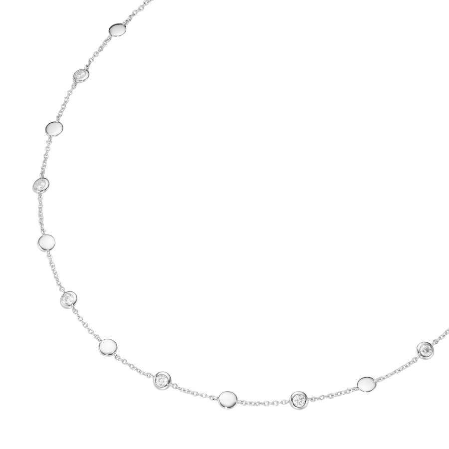 Giorgio Martello Milano Collier mit Zwischenteilen in glänzend und weiße Zirkonia, Silber 925 45 cm Weiss Damen