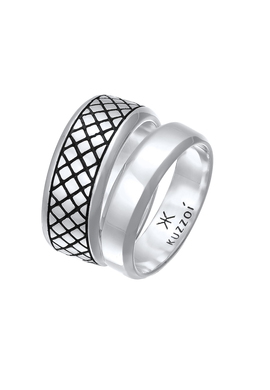 KUZZOI Herren Bandring Basic 2er Set 925 Silber 62