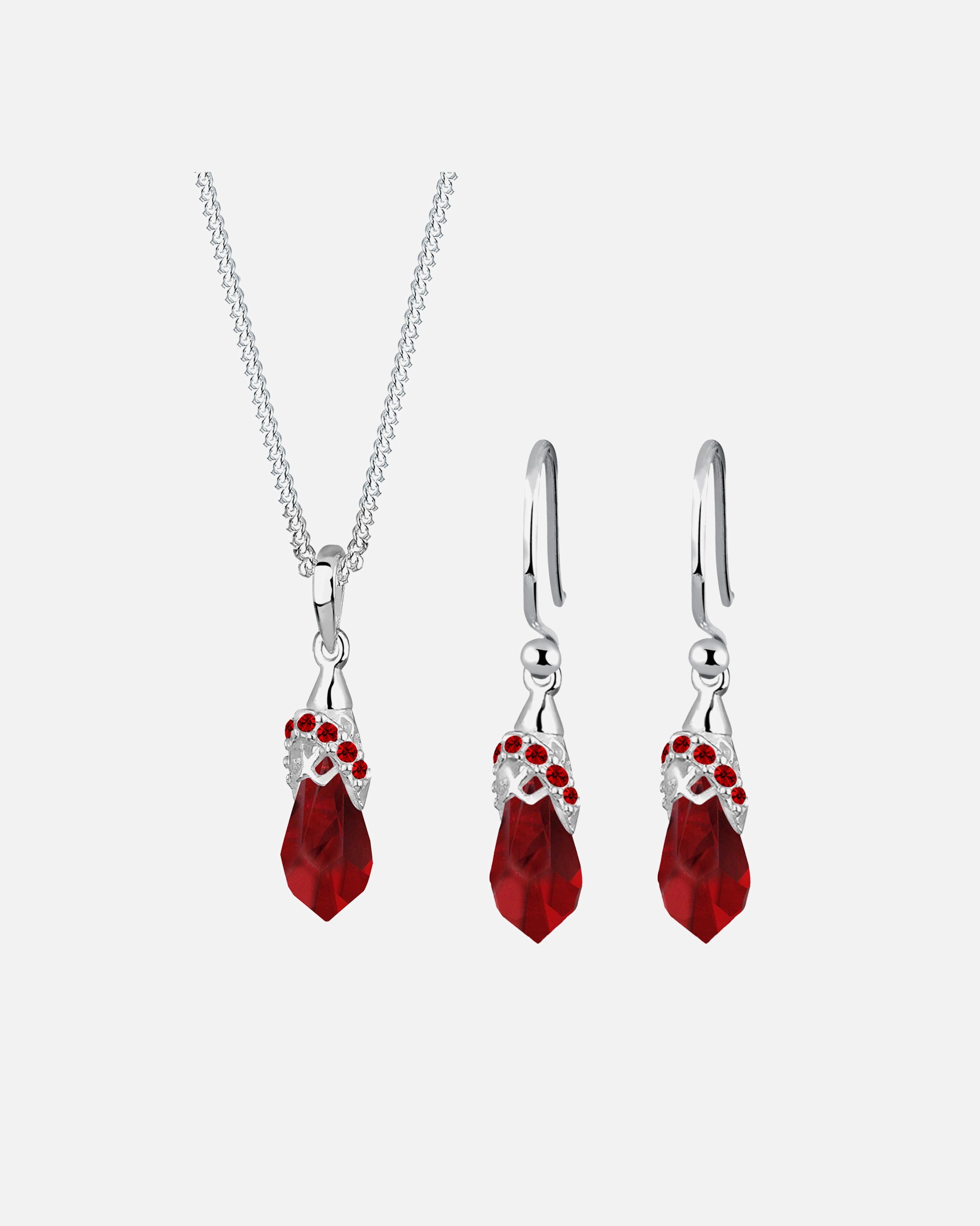Schmuckset für Weiblich Elli Set Tropfen, mit Kristallen von Swarovski® Dunkelrot