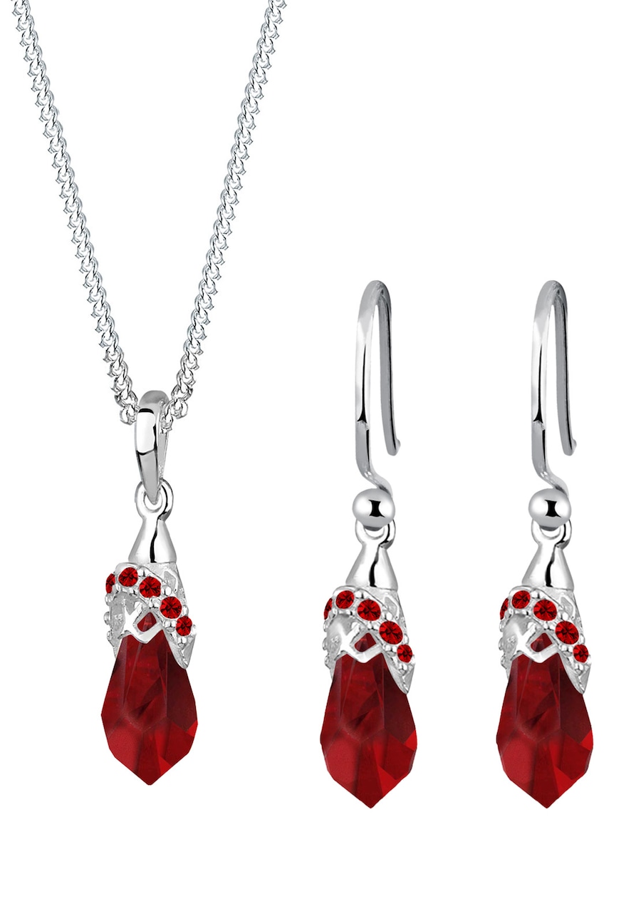 Elli Set Tropfen, mit Kristallen von Swarovski Dunkelrot Damen