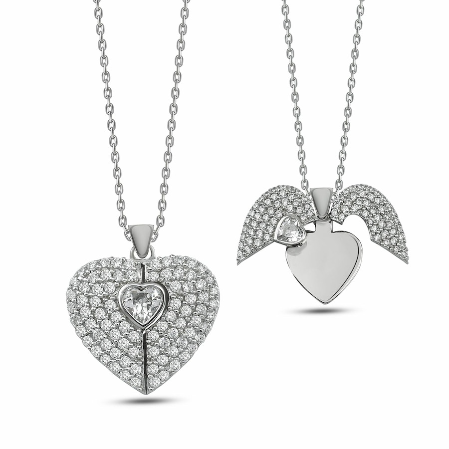 dKeniz Halskette 925/- Sterling Silber Zirkonia weiß 42cm+3cm Weiss Damen
