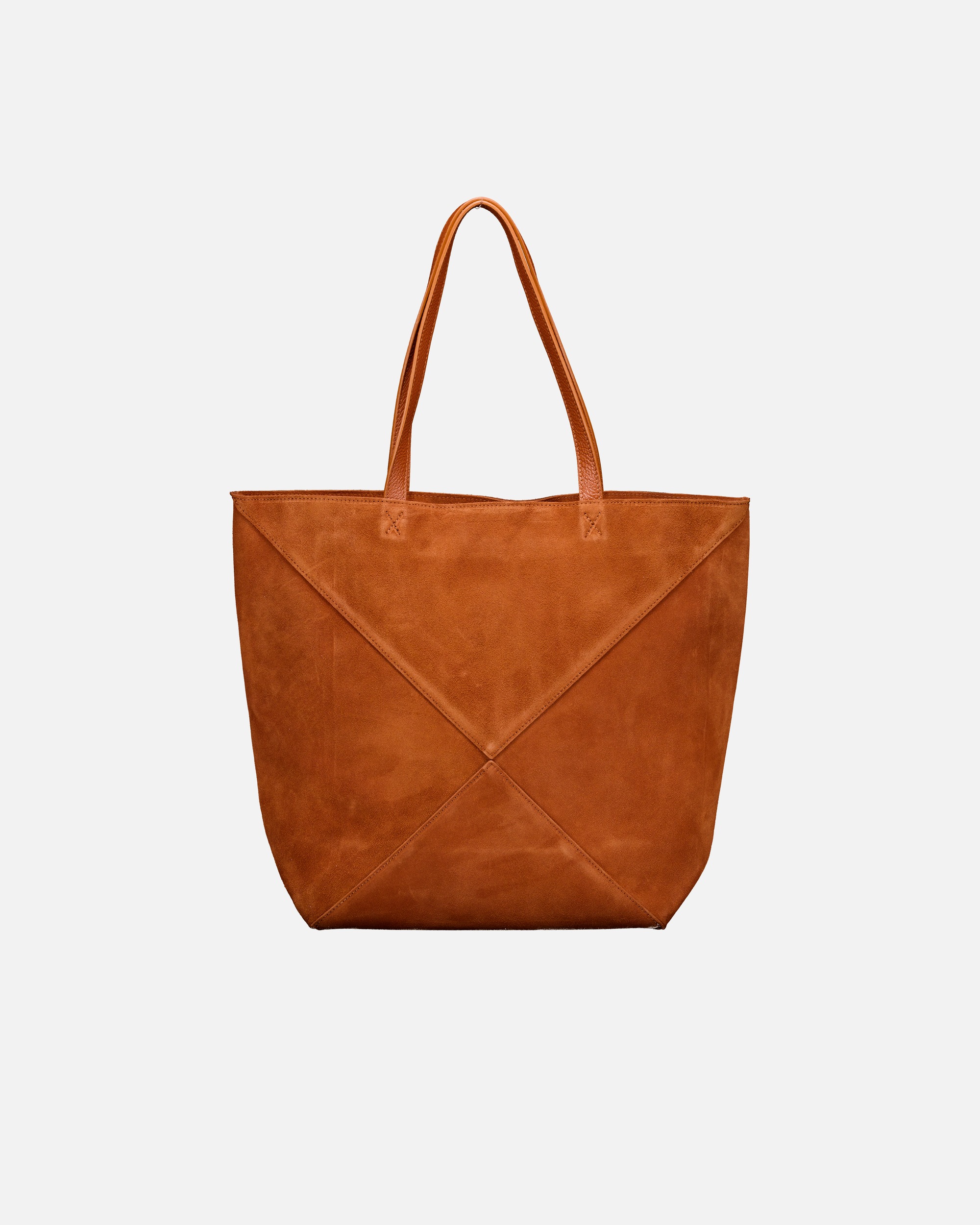 Shopper für Weiblich Hausfelder Manufaktur Shopper Velours mit herausnehmbarem Etui Cognac