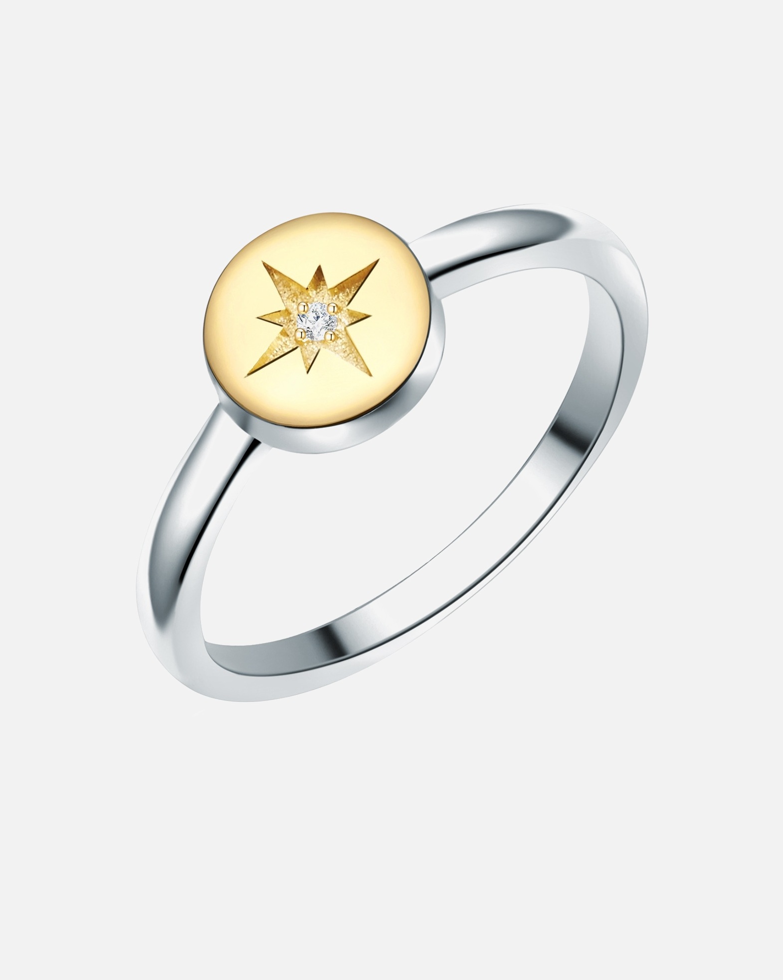 Ring für Weiblich Lulu & Jane Diamant-Ring Sterling Silber Diamant in Silber/Gelbgold 56