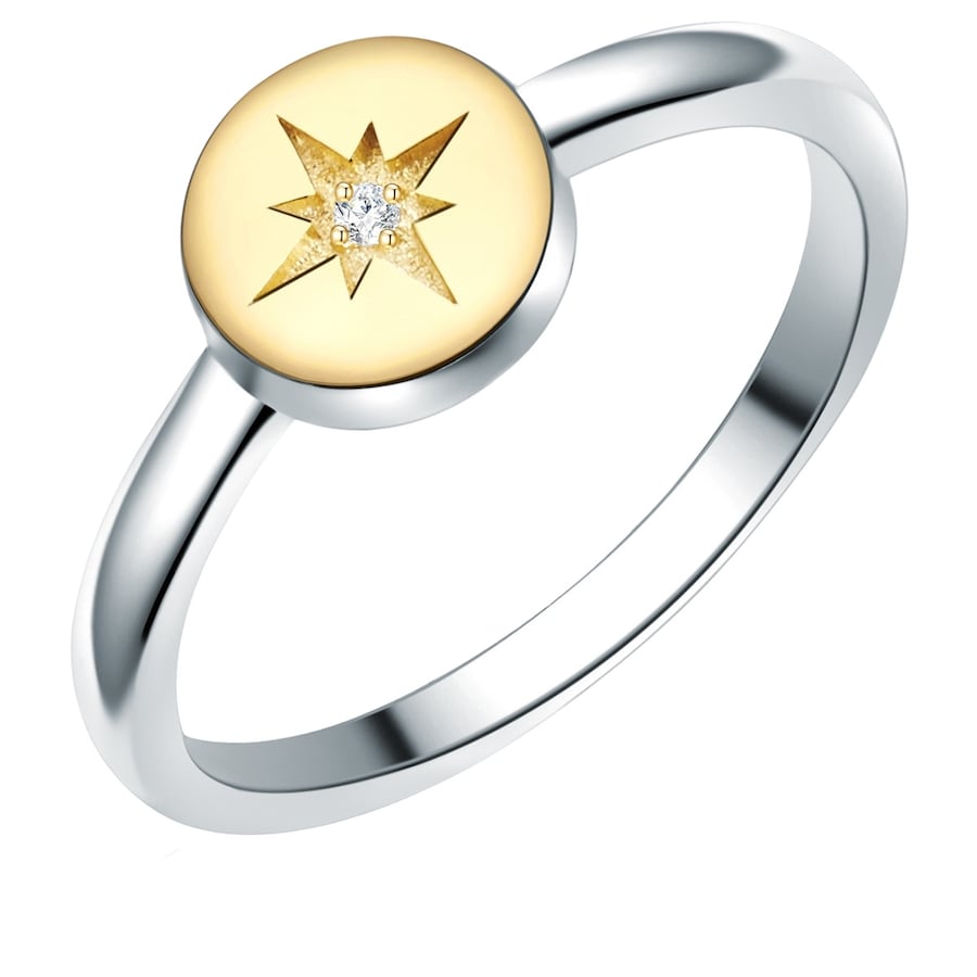 Lulu & Jane Diamant-Ring Sterling Silber Diamant in Silber/Gelbgold 52 Damen