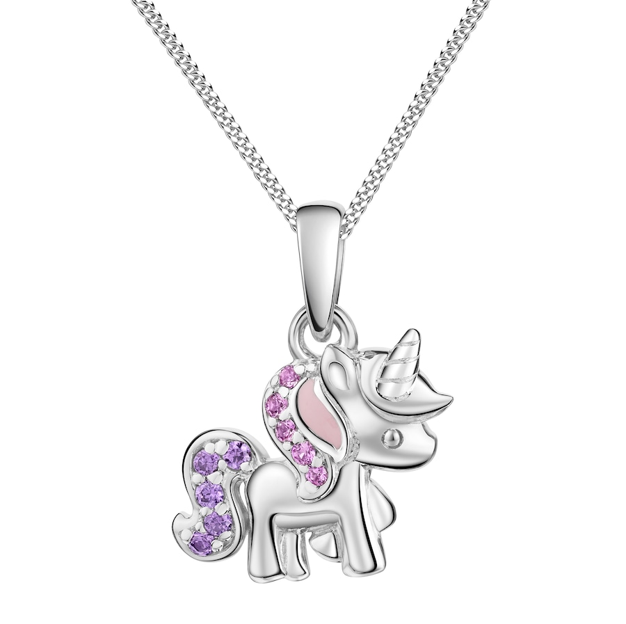 Zeeme Halskette 925/- Sterling Silber Zirkonia pink mehrfarbig