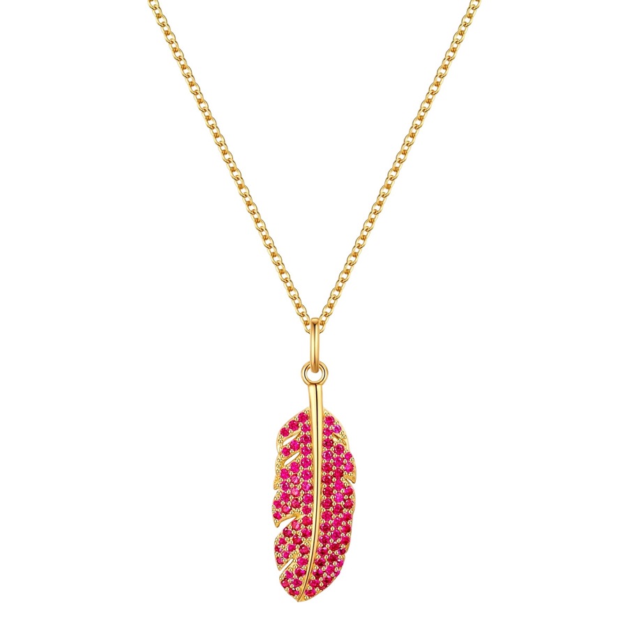 Glanzstücke München Halskette Feder aus Sterling Silber in Gelbgold mit Zirkonia 50,0 cm Damen