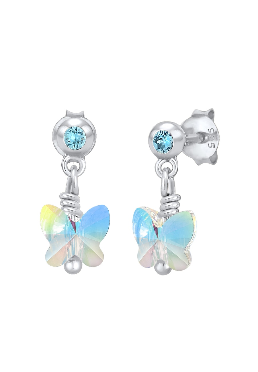 Elli Kinder Schmetterling 925 Sterling Silber, mit Kristallen von Swarovski Hellblau Damen
