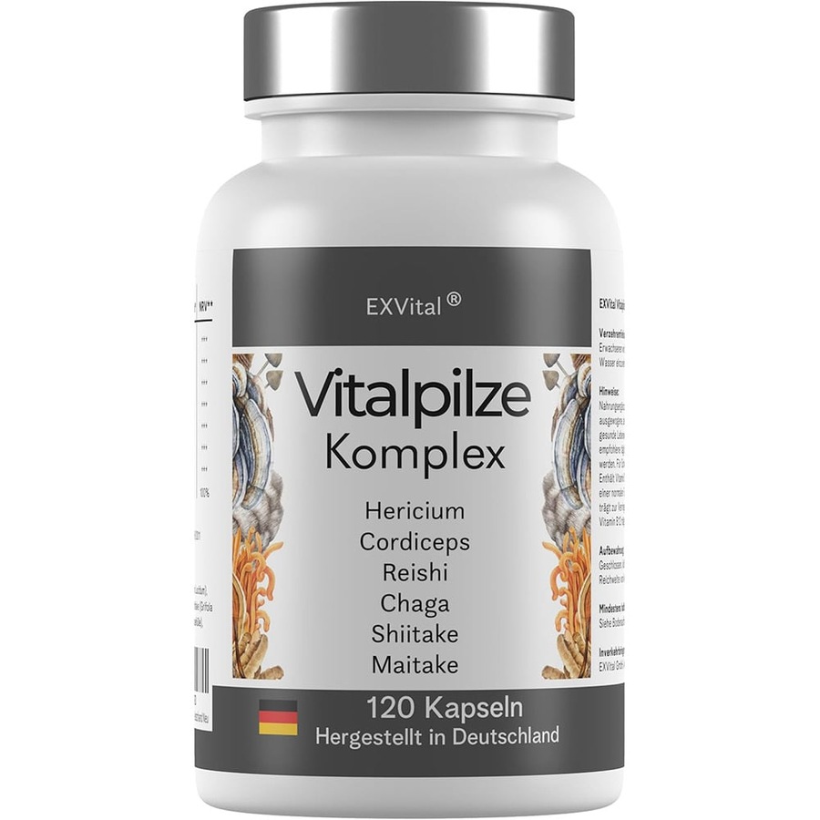 EXVital Vitalpilze Komplex- Hericium, Cordyceps, Reishi, Chaga, Shiitake & Maitake 73 g