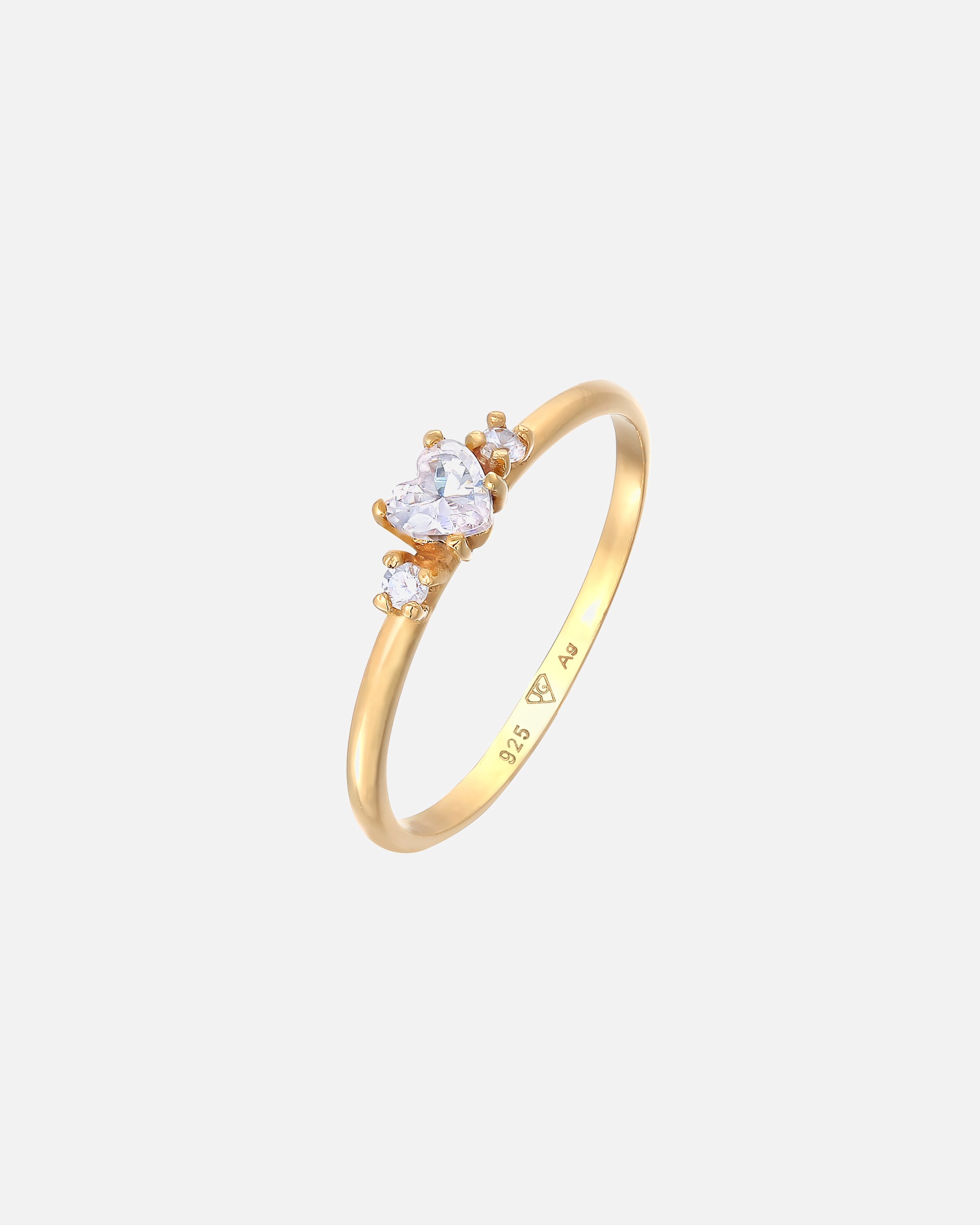 Ring für Weiblich Elli Herz Zirkonia Liebe Verlobung 925 Silber 58