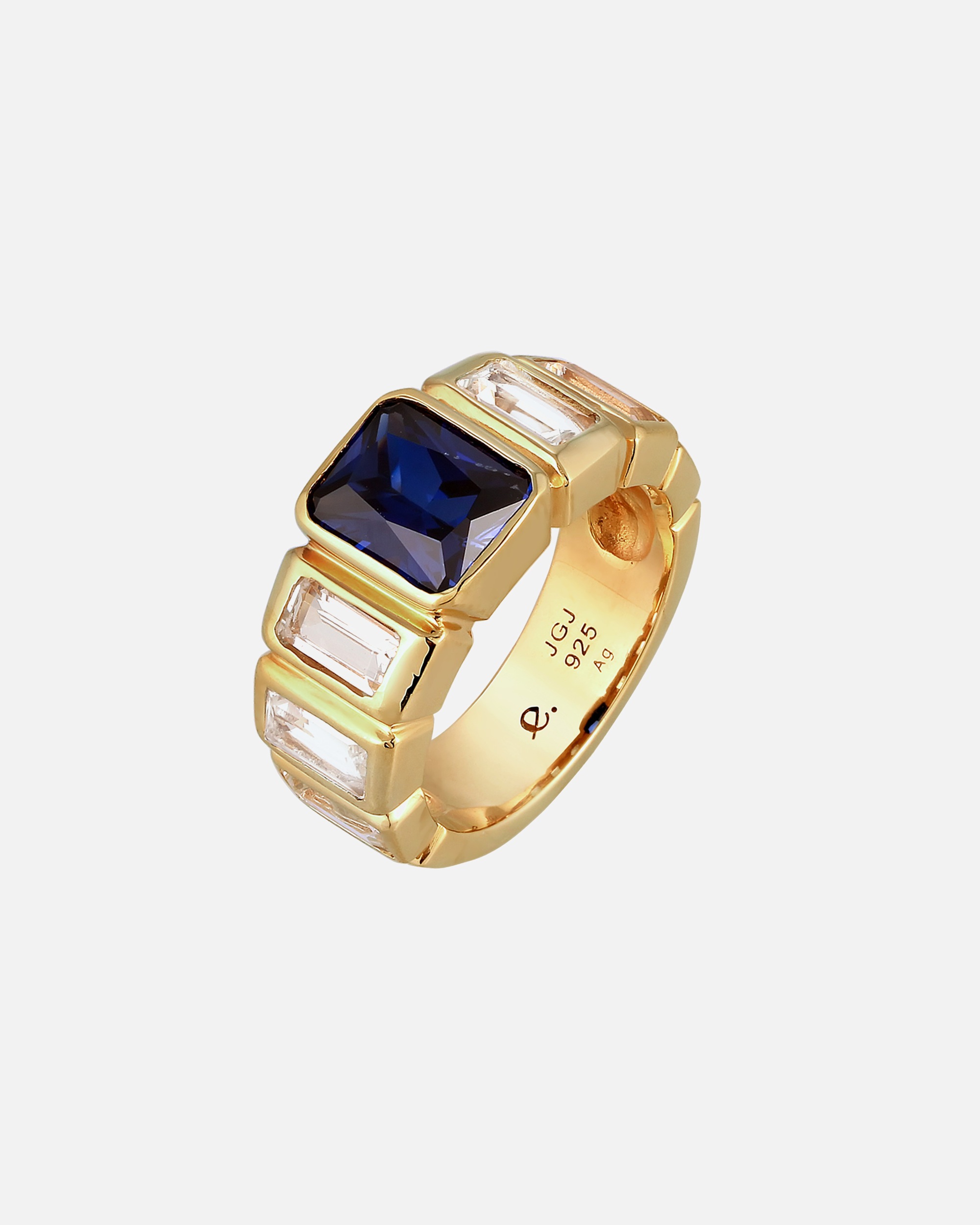 Ring für Weiblich Elli PREMIUM Topas laborgezüchteter Saphir Dunkelblau 925 Sterling Silber 54